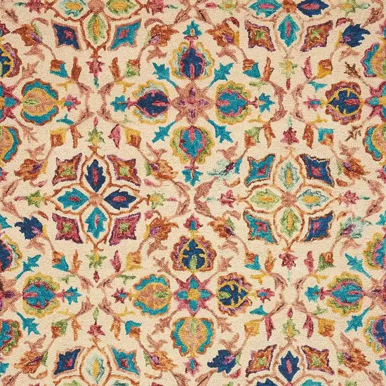 Orange And Ivory Wool Floral Hand Tufted Area Rug Photo 5