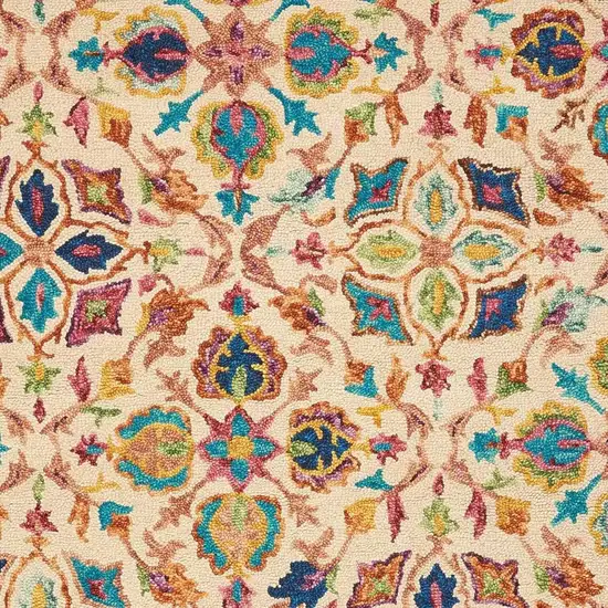 Orange And Ivory Wool Floral Hand Tufted Area Rug Photo 4