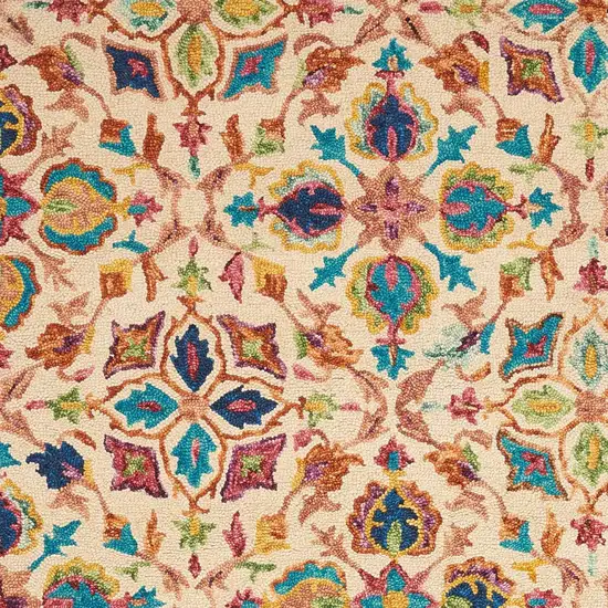 Orange And Ivory Wool Floral Hand Tufted Area Rug Photo 6
