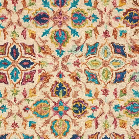 Orange And Ivory Wool Floral Hand Tufted Area Rug Photo 3