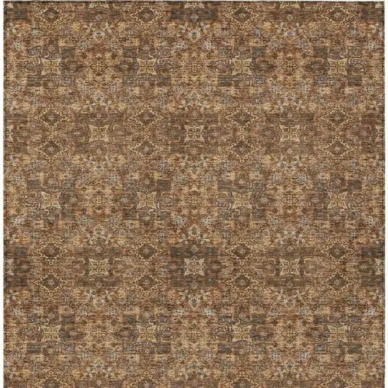 Orange And Linen Oriental Washable Indoor Outdoor Area Rug Photo 4