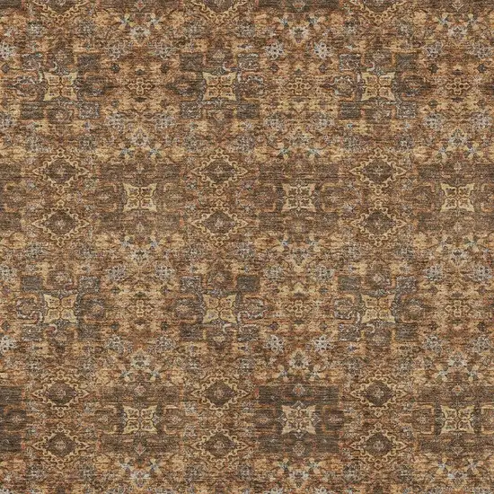Orange And Linen Oriental Washable Indoor Outdoor Area Rug Photo 3