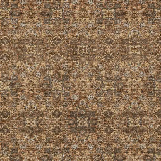 Orange And Linen Oriental Washable Indoor Outdoor Area Rug Photo 3