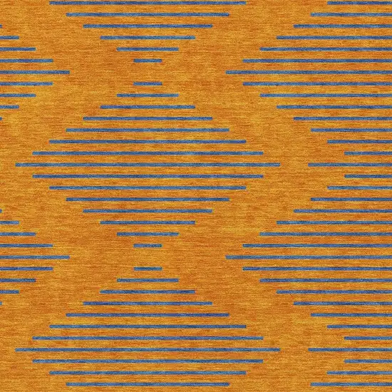 Orange And Navy Blue Geometric Washable Area Rug With UV Protection Photo 2