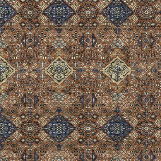 Orange And Navy Blue Geometric Washable Indoor Outdoor Area Rug Photo 2