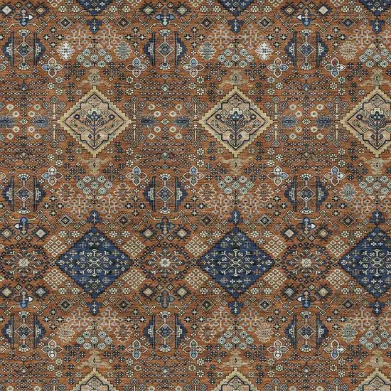 Orange And Navy Blue Geometric Washable Indoor Outdoor Area Rug Photo 2