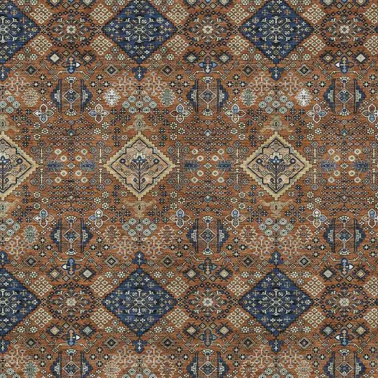 Orange And Navy Blue Geometric Washable Indoor Outdoor Area Rug Photo 2