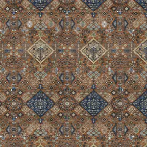 Photo of Orange And Navy Blue Geometric Washable Indoor Outdoor Area Rug