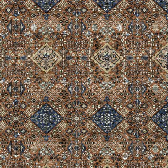 Orange And Navy Blue Geometric Washable Indoor Outdoor Area Rug Photo 2