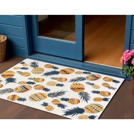Orange And Navy Blue Polka Dot Indoor Outdoor Area Rug Photo 1