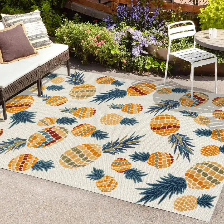 Orange And Navy Blue Polka Dot Indoor Outdoor Area Rug Photo 7