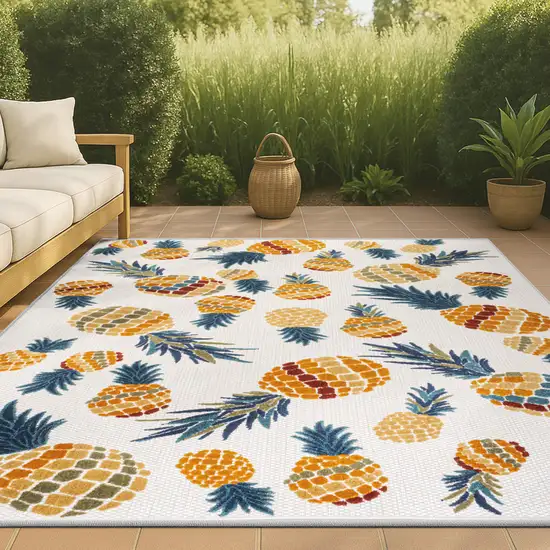 Orange And Navy Blue Polka Dot Indoor Outdoor Area Rug Photo 2
