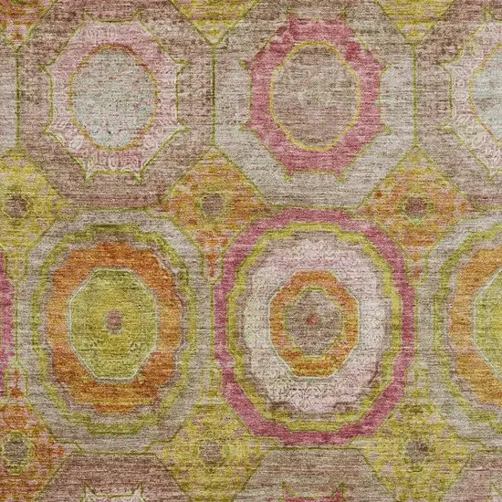 Orange And Pink Geometric Washable Area Rug With UV Protection Photo 3