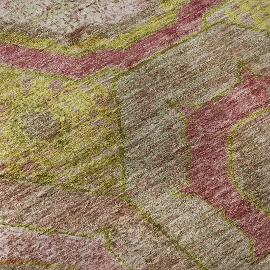 Orange And Pink Geometric Washable Area Rug With UV Protection Photo 8