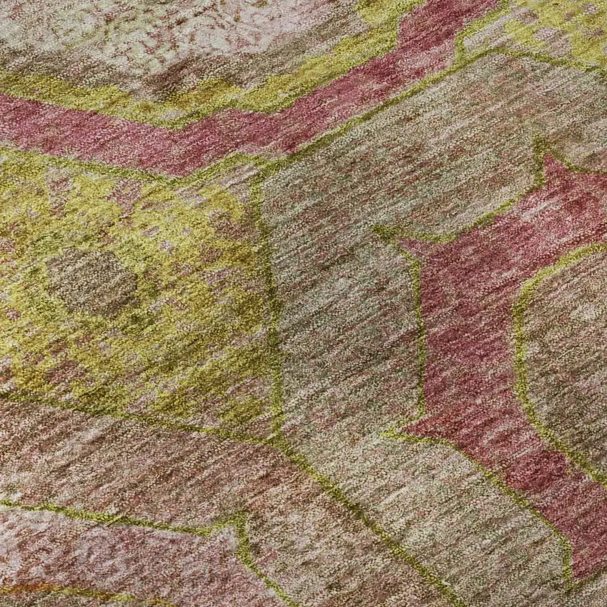 Orange And Pink Geometric Washable Area Rug With UV Protection Photo 8