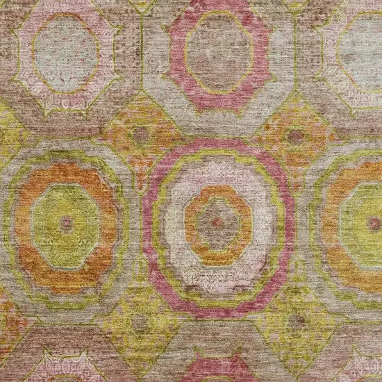 Orange And Pink Geometric Washable Area Rug With UV Protection Photo 3