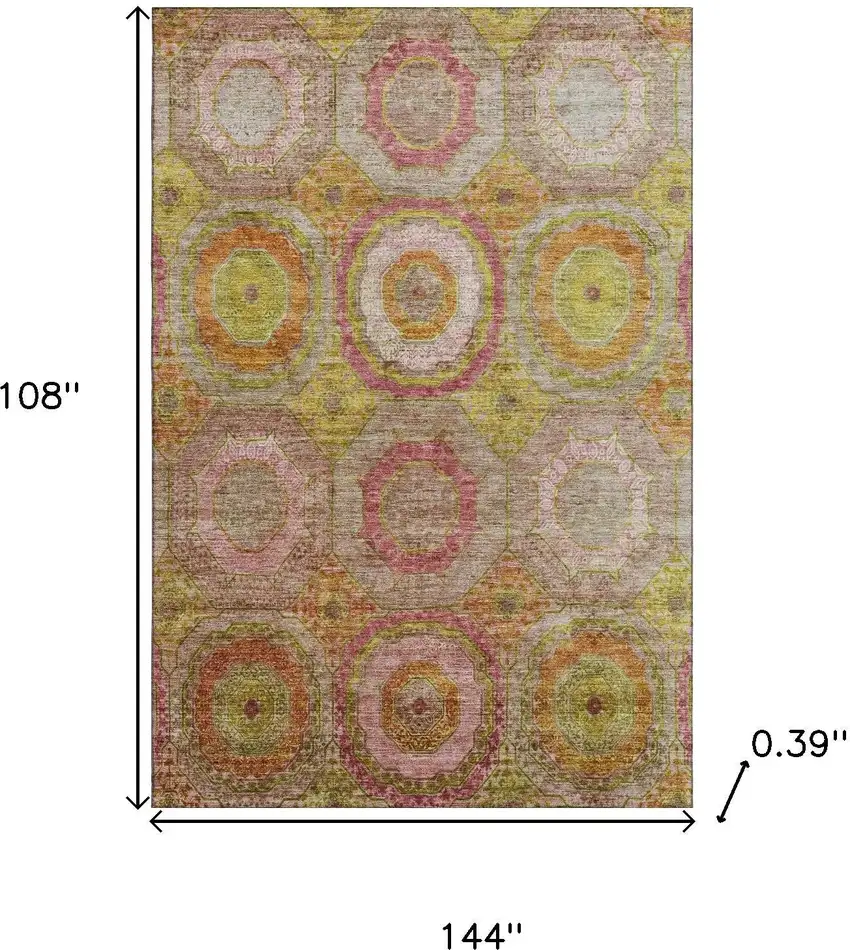 Orange And Pink Geometric Washable Area Rug With UV Protection Photo 9