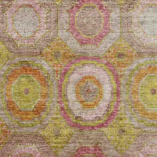 Orange And Pink Geometric Washable Area Rug With UV Protection Photo 3