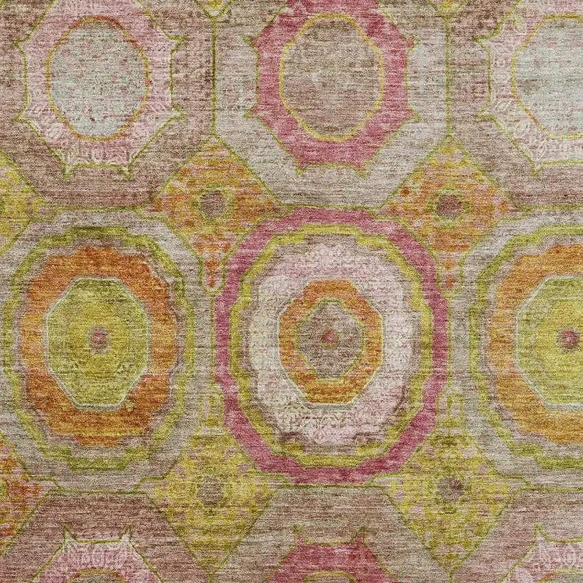 Orange And Pink Geometric Washable Area Rug With UV Protection Photo 3