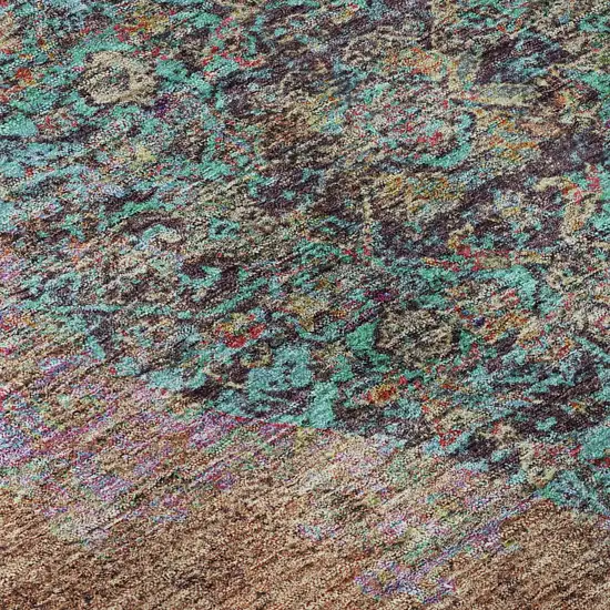 Orange And Pink Medallion Washable Area Rug With UV Protection Photo 6