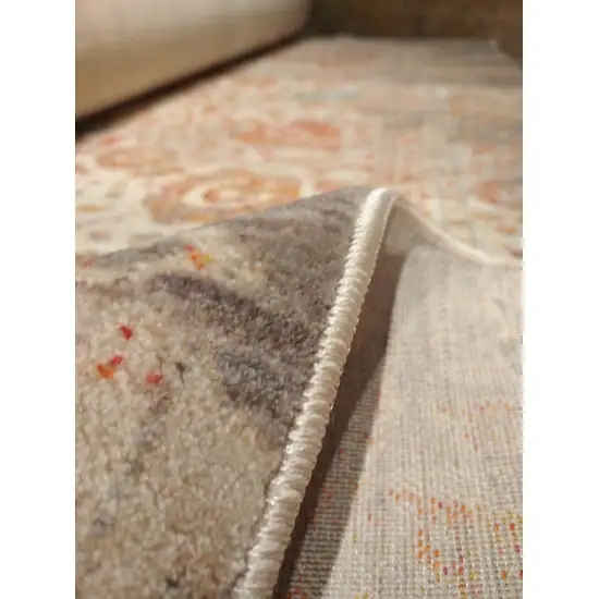 Orange And Red Floral Distressed Area Rug Photo 6