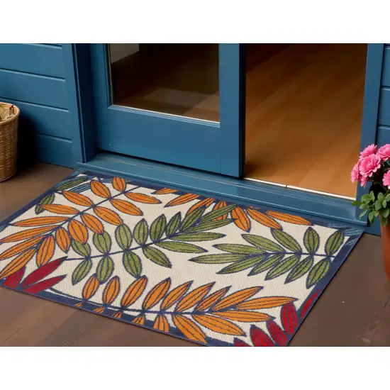 Red And Ivory Indoor Outdoor Area Rug Photo 2