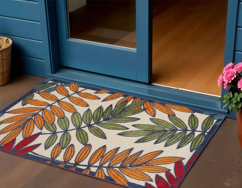 Red And Ivory Indoor Outdoor Area Rug Photo 2