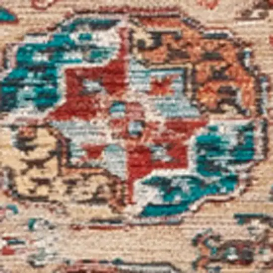 Orange And Red Tribal Washable Area Rug With UV Protection Photo 9