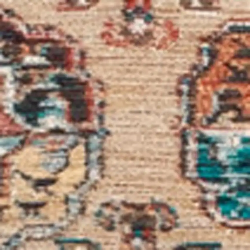 Orange And Red Tribal Washable Area Rug With UV Protection Photo 2