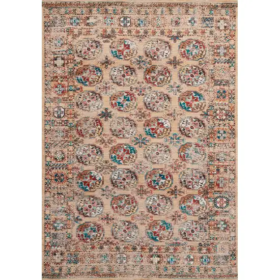 Orange And Red Tribal Washable Area Rug With UV Protection Photo 3