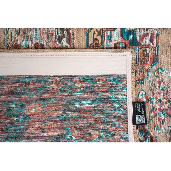 Orange And Red Tribal Washable Area Rug With UV Protection Photo 7