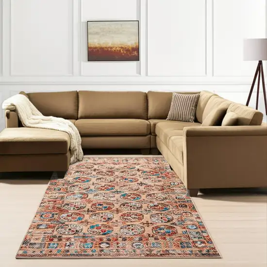 Orange And Red Tribal Washable Area Rug With UV Protection Photo 1