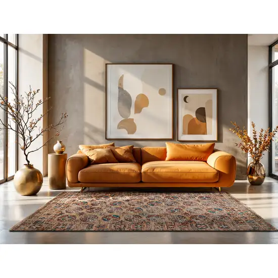 Orange And Red Tribal Washable Area Rug With UV Protection Photo 5