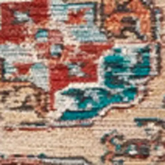 Orange And Red Tribal Washable Area Rug With UV Protection Photo 3