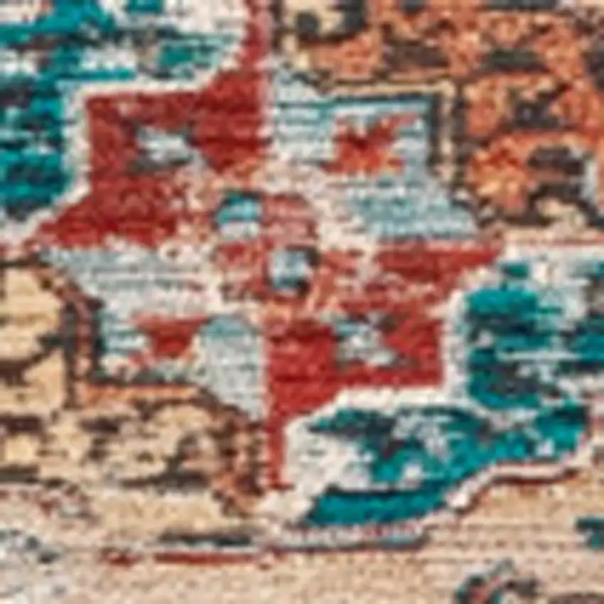 Orange And Red Tribal Washable Area Rug With UV Protection Photo 9