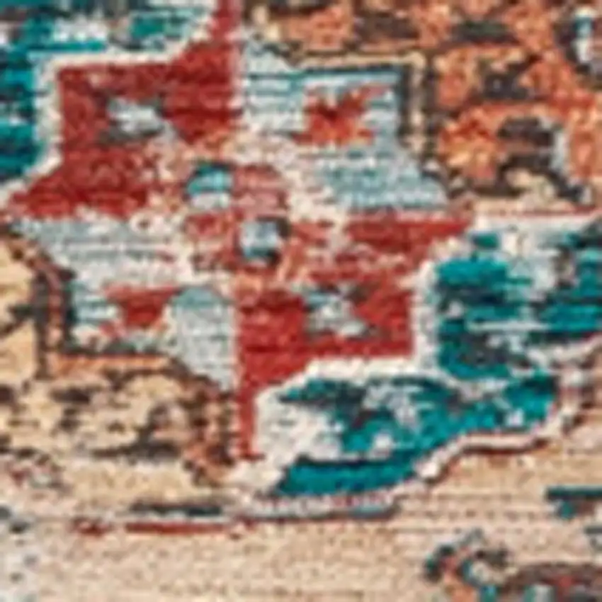 Orange And Red Tribal Washable Area Rug With UV Protection Photo 3