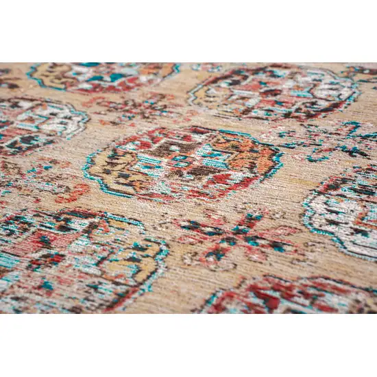 Orange And Red Tribal Washable Area Rug With UV Protection Photo 8