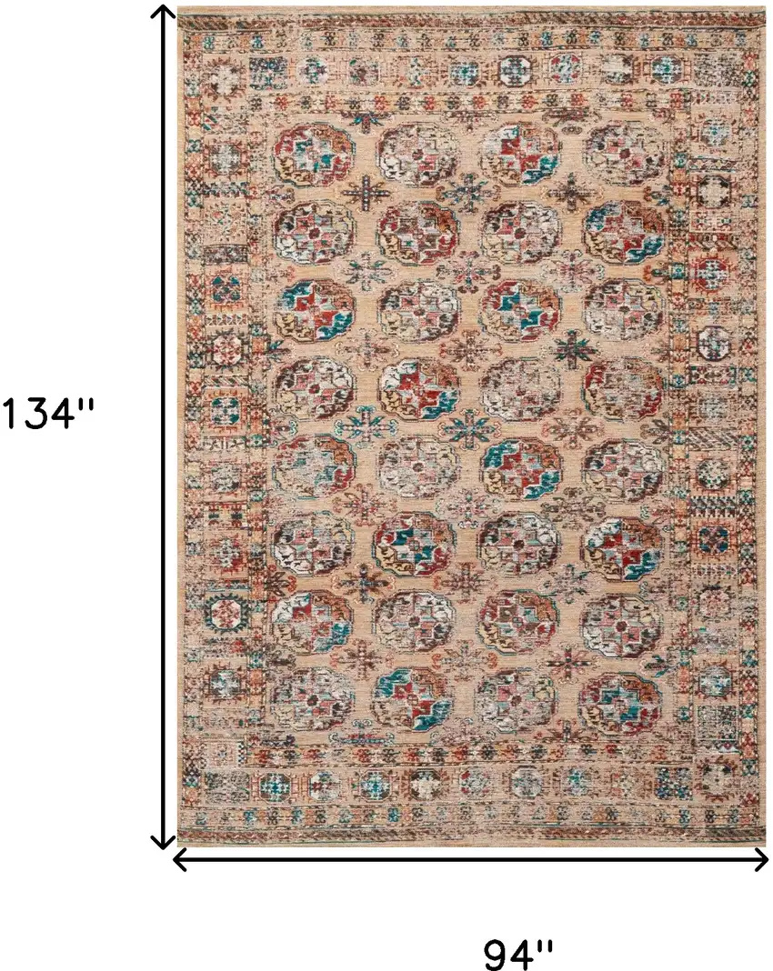 Orange And Red Tribal Washable Area Rug With UV Protection Photo 6