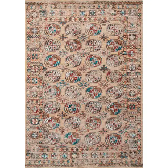 Orange And Red Tribal Washable Area Rug With UV Protection Photo 6