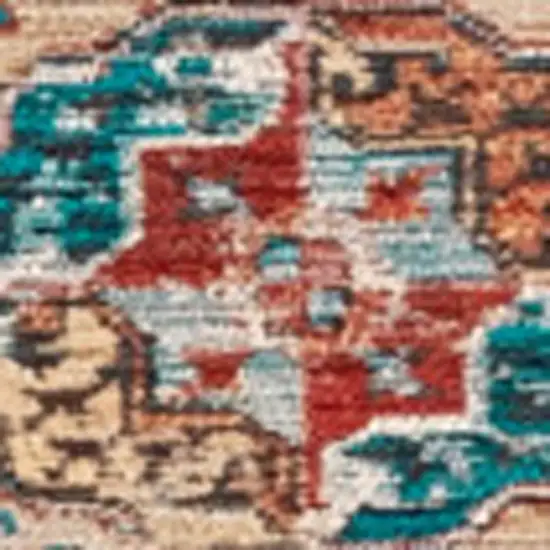 Orange And Red Tribal Washable Area Rug With UV Protection Photo 9