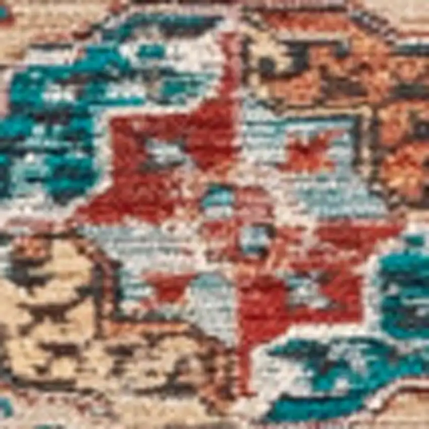 Orange And Red Tribal Washable Area Rug With UV Protection Photo 9