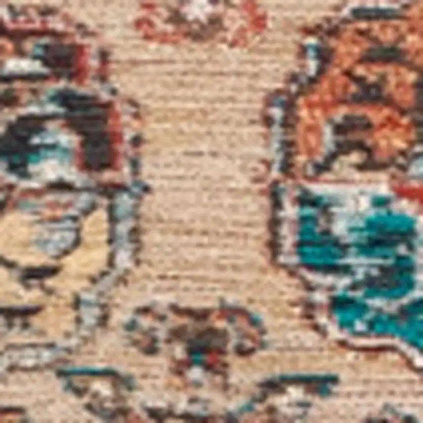 Orange And Red Tribal Washable Area Rug With UV Protection Photo 2