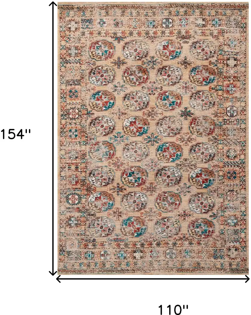 Orange And Red Tribal Washable Area Rug With UV Protection Photo 5
