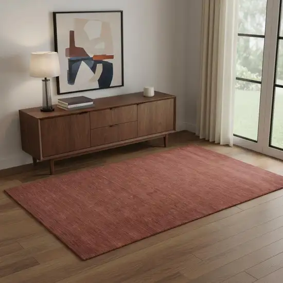 Orange And Red Wool Hand Woven Stain Resistant Area Rug Photo 1