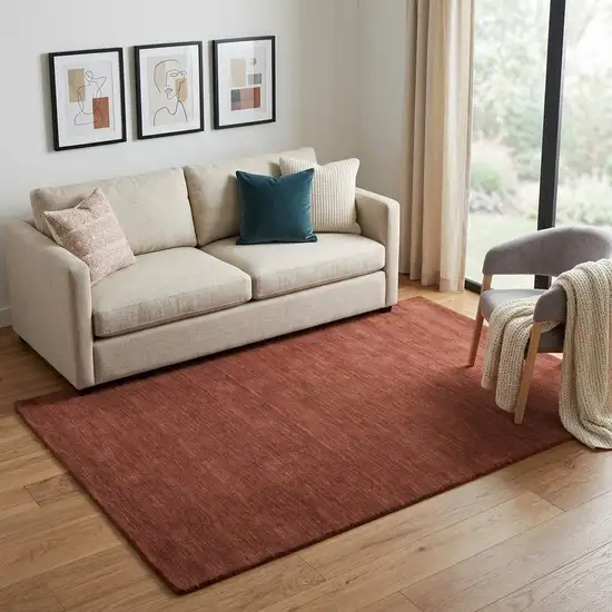 Orange and Red Wool Hand Woven Area Rug Photo 1
