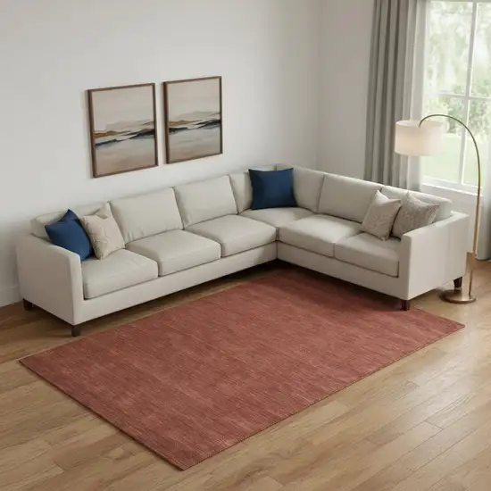 Orange And Red Wool Hand Woven Stain Resistant Area Rug Photo 1