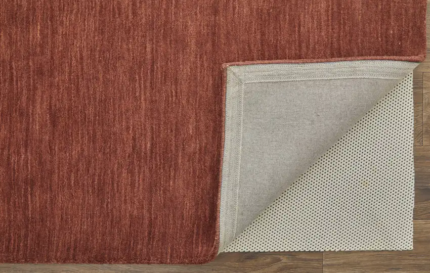 Orange And Red Wool Hand Woven Stain Resistant Area Rug Photo 3