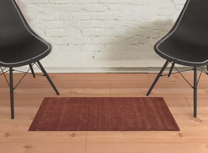 Orange And Red Wool Hand Woven Stain Resistant Area Rug Photo 2