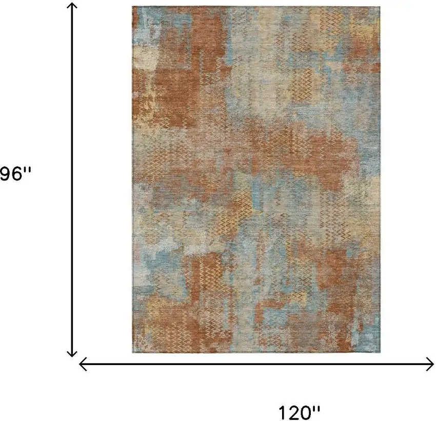 Orange And Rust Abstract Washable Indoor Outdoor Area Rug Photo 5