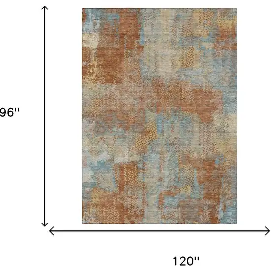 Orange And Rust Abstract Washable Indoor Outdoor Area Rug Photo 5